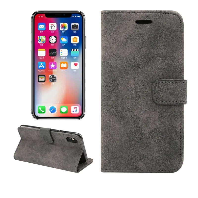 

Retro Leather Protective Wallet Cell Phone Case For iphone Xs 6.5, 5 colors