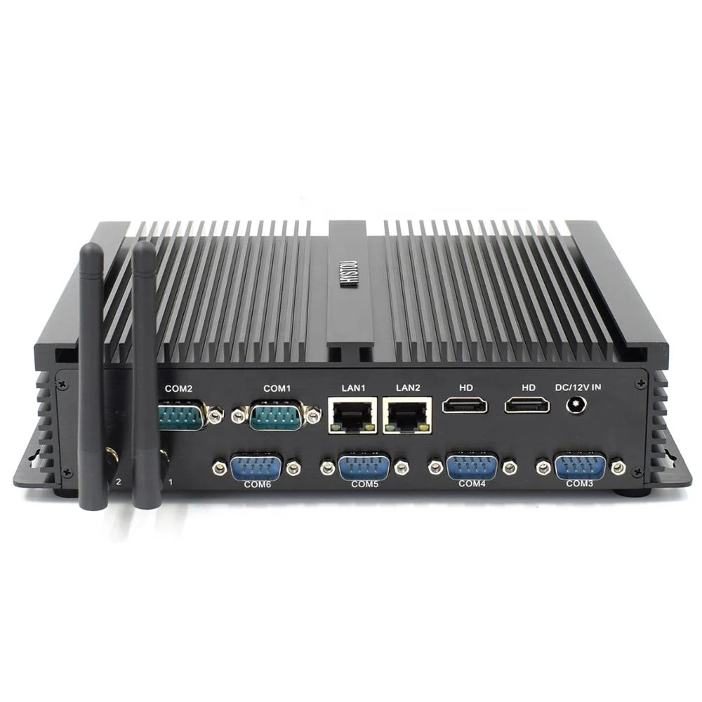 

Fanless Mini Industrial Computers mini pc i7 4500U Barebone System 8G RAM 512G SSD 2TB HDD 2 Intel 82574L Gigabit Lan 6 COM, Black