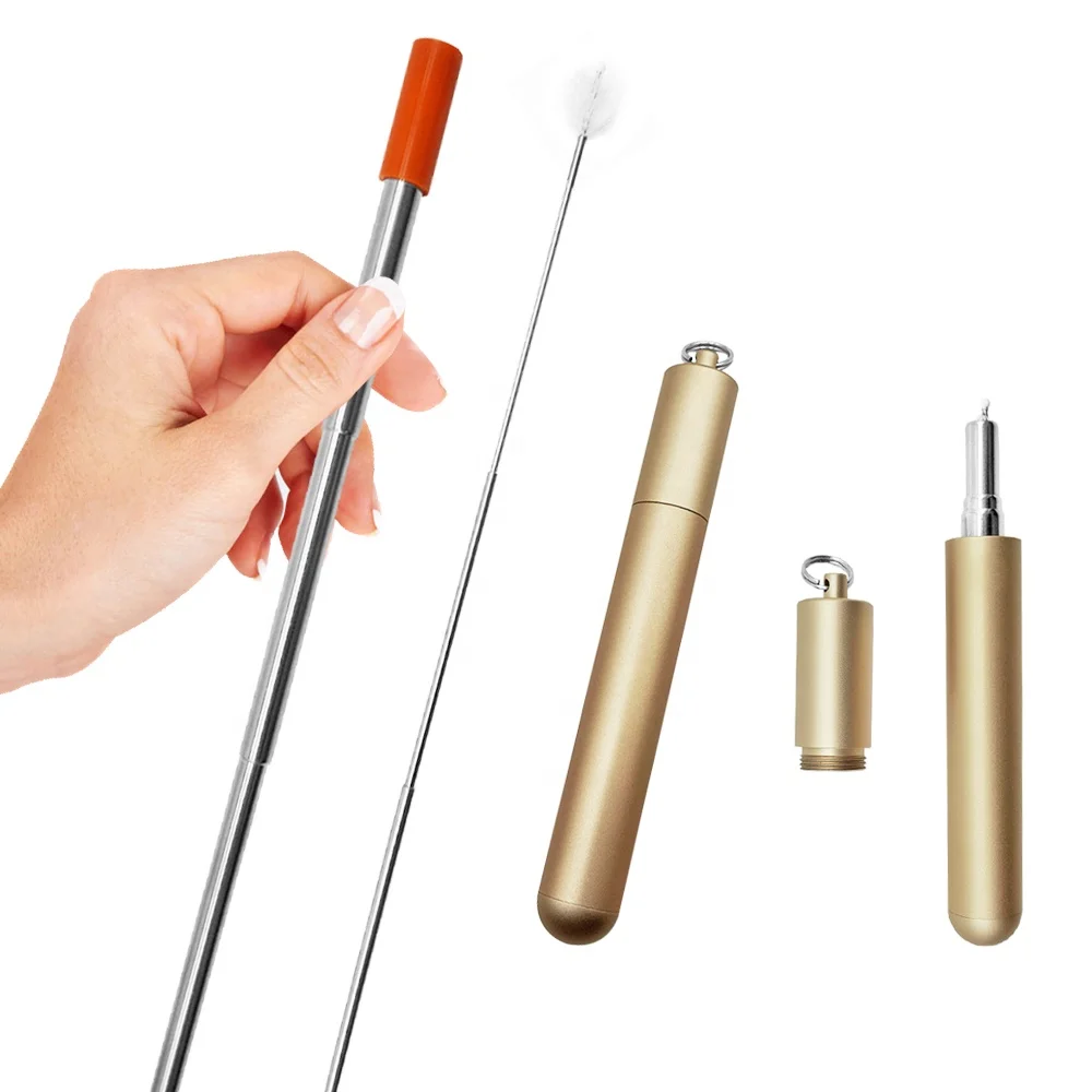 

Customize Logo Food Grade Eco-friendly Reusable Stainless Steel Telescopic Drinking Straw with Telescopic Brush