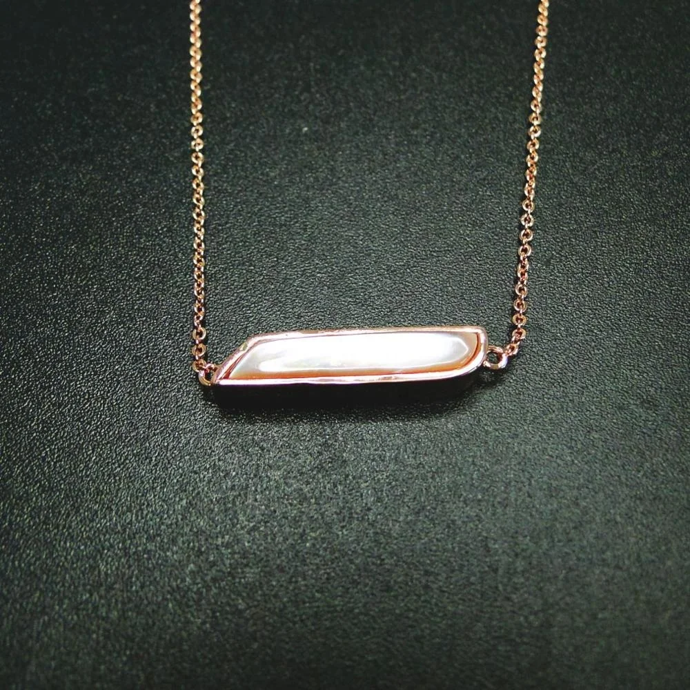 

Rose Gold Plated 925 Sterling Silver Cable Chains Pearl Jewelry Pink Pearl Necklace