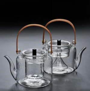 Image of handblown borosilicate glass tea pot set/glass tea cups set
