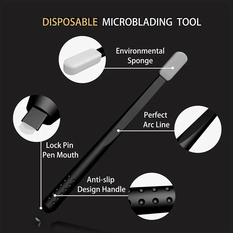 

Disposable Microblading pen Manual tools With 18 U Shape blades Eyebrow Tattoo Permanent Makeup, Black