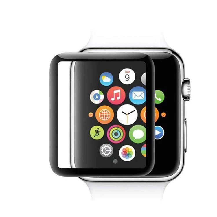 

Full glue 3D curved smart watch tempered glass for Apple watch screen protector good quality i watch tempered film, Black