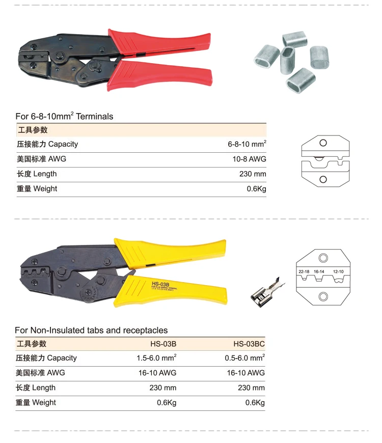 Hs Series Crimping Tool Highcarbon Steel Terminal Crimping Plier Wire