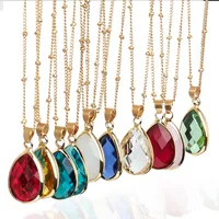 

New Crystal Fashion Water Drop Copper Plated Pendant Necklace Jewelry Women