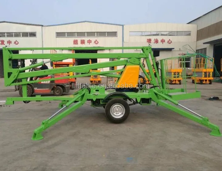 Good Efficiency 14m Hydraulic Trailing Telescopic Boom Lift Platform