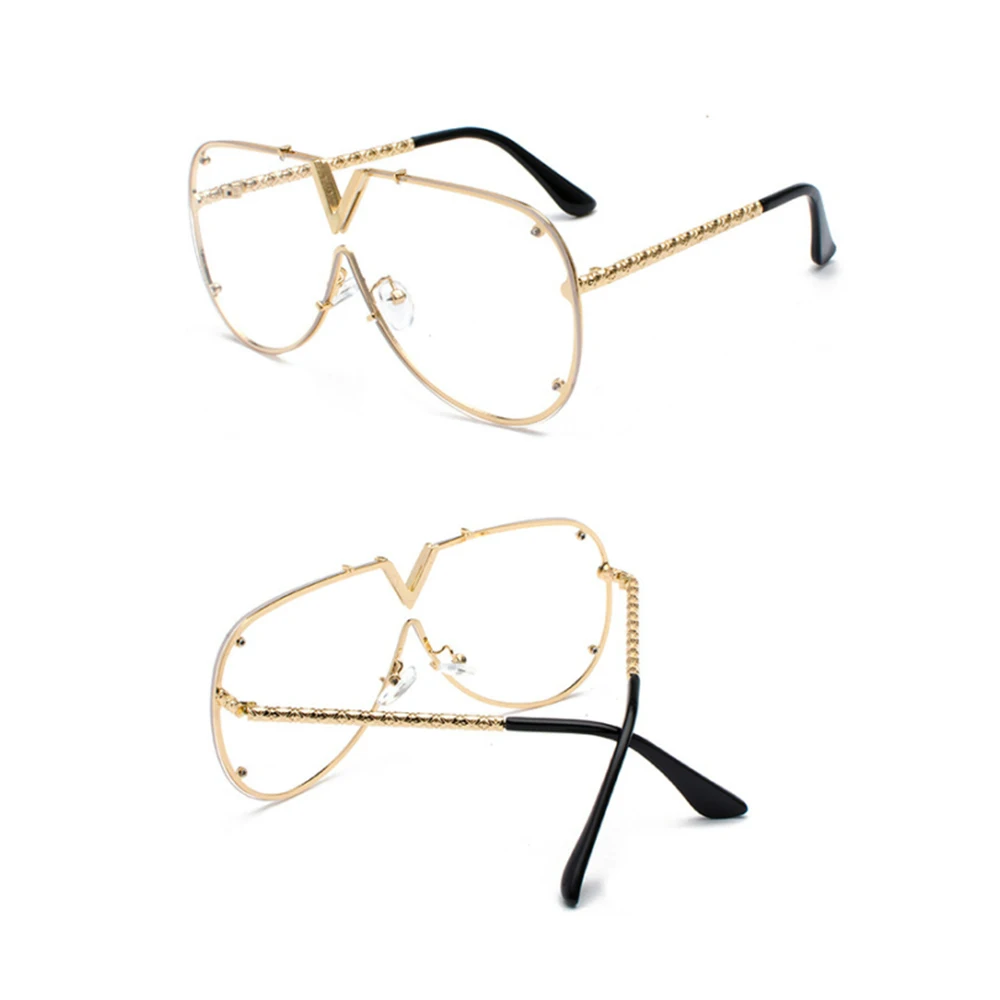 

Fashionable Metal Vintage Women Men Polarized Oversized Rimless Sunglasses