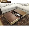Modern Mdf Panel Black Coffee Table Storage Drawer Slider open coffee table