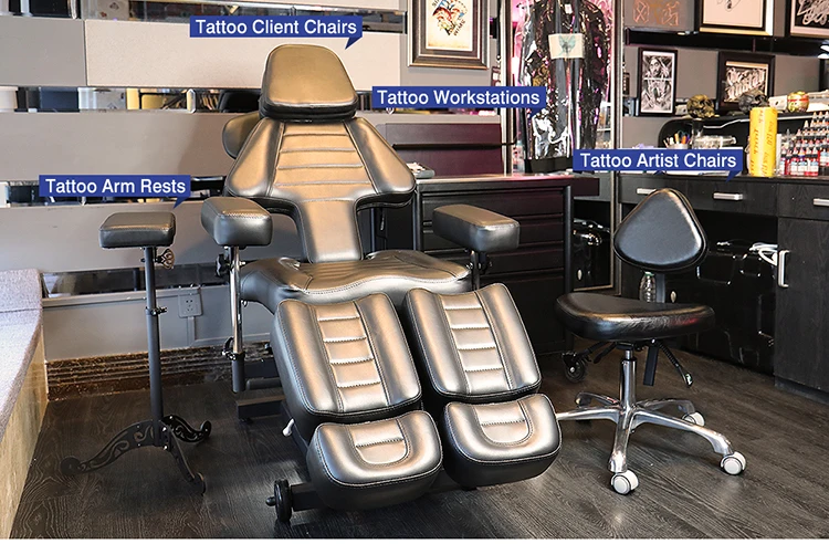hot sell high-grade tattoo chairs professional leather black bed tattoo equipment
