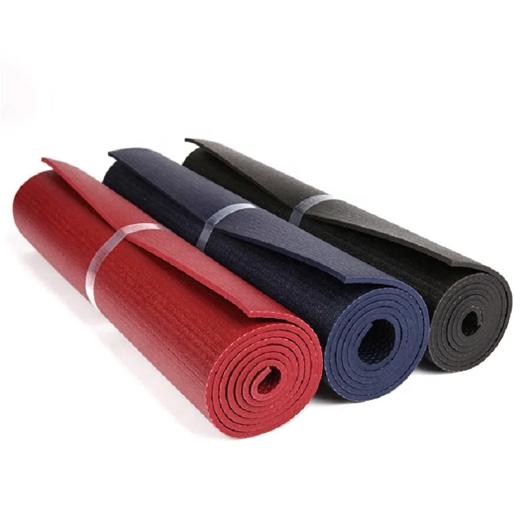 

PVC high density Yoga Mat Black mat anti-skid durable fitness exercise dance exercise mat YO-042, Red, black