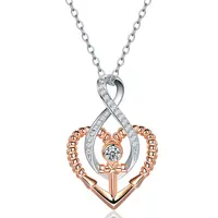 

925 Sterling Silver Cubic Zirconia Nautical Anchor Heart Infinity Pendant Necklace For Women Jewelry CY263