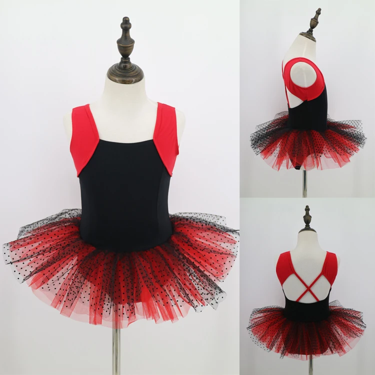 

Black Dots Unique Design Custom Size Dance Leotards Ballet Dress for Kids