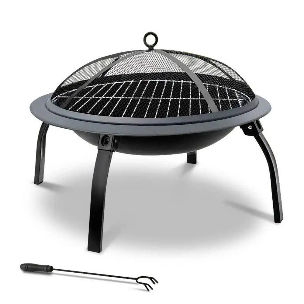 22 Inches Portable Outdoor Burning Foldable Fire Pit Bbq Wood Charcoal 