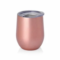 

rose gold wine glass,12oz double wall vacuum insulated hot wine tumbler with sliding lid