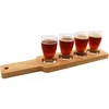 High Quality custom Clear Glass Set holder serving Wooden Craft Brews Beer Flight paddles wine tasting glasses Wooden Tray