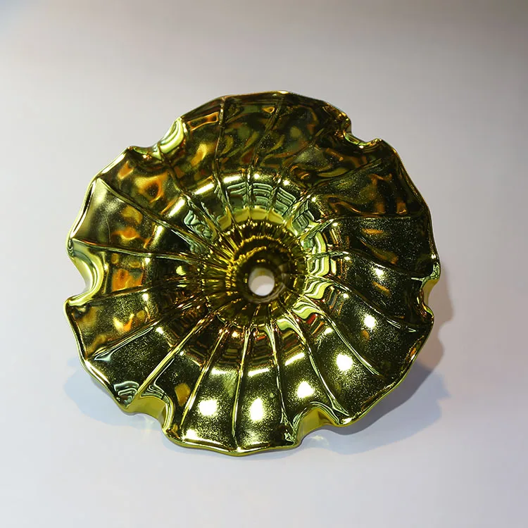 
Modern hand blown lotus art glass wall plates for home decoration 