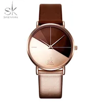 

Shengke Women's Watches Fashion Leather Wrist Watch Vintage Ladies SK Watch Irregular Clock Korean fashion women's watch