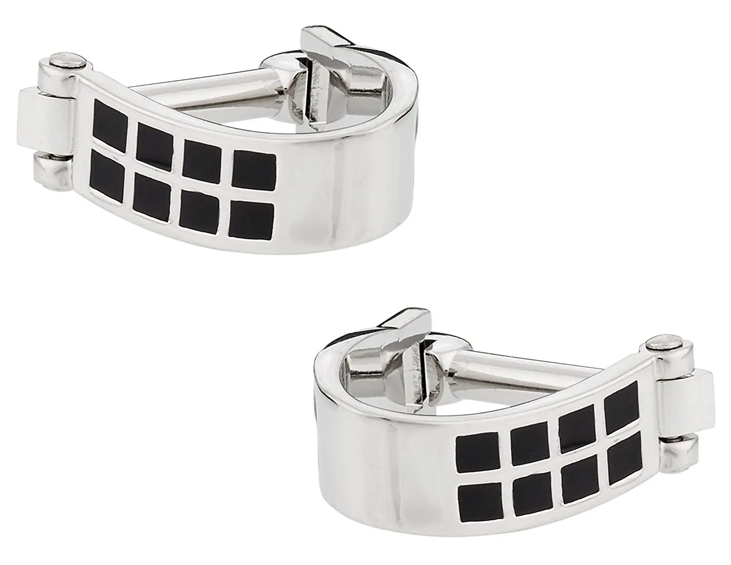 Cuff-Daddy Wrap Around Cufflinks - Silver Black with Presentation Box