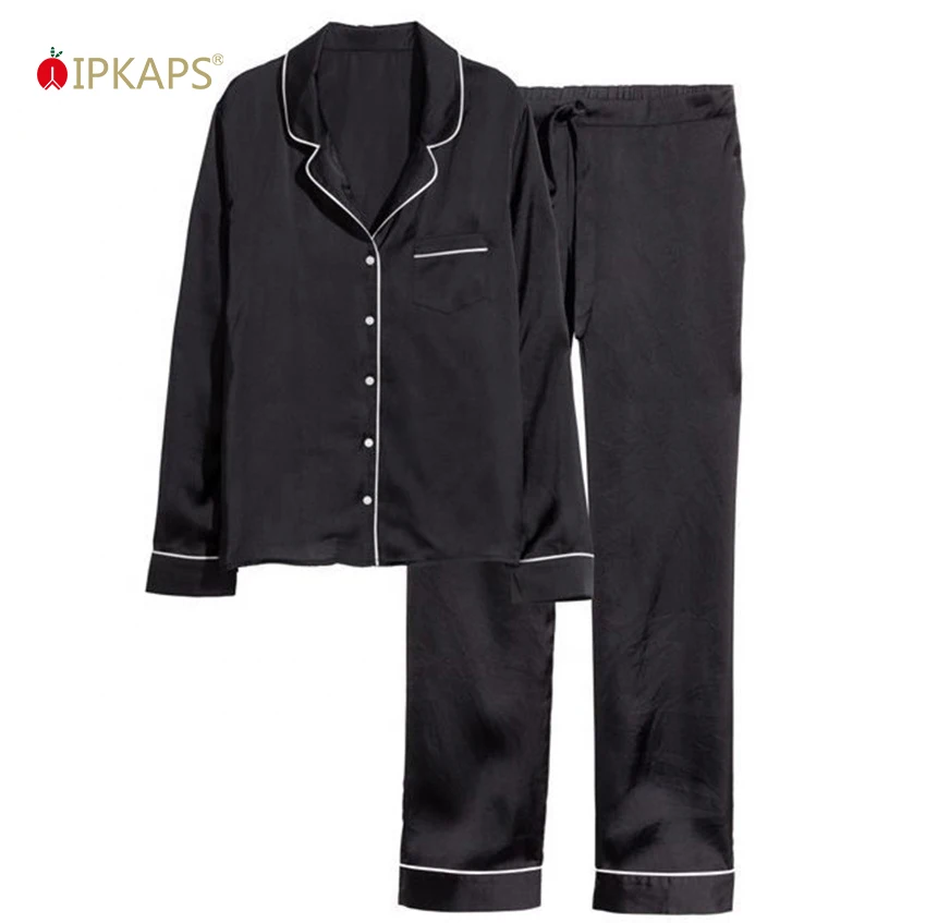 

Wholesale Winter High Quality Silk Pyjamas Button Piping Personalized Custom Sleepwear Women Pajamas, We provide fabric swatches for choose