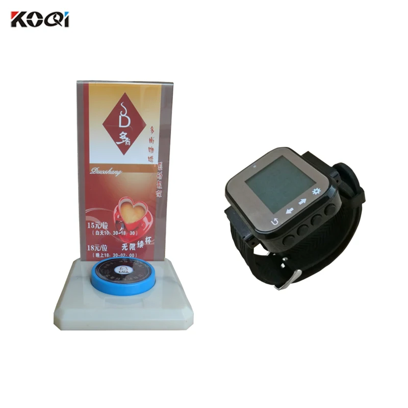 

Coffee Restaurant smart watch with buzzer menu holder Waiter Calling System