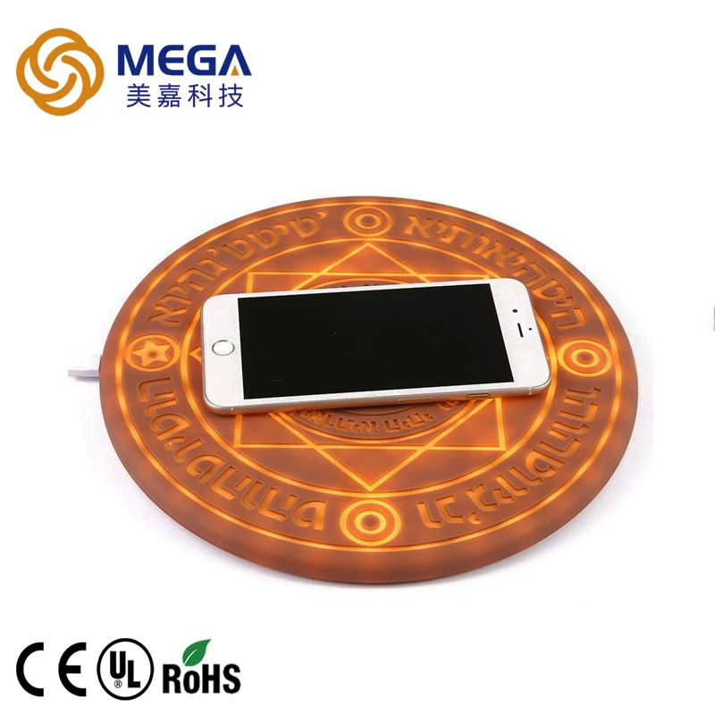 

10W Magic Array Qi Wireless Fast Charger Pad Ultra Slim Magic Circle Wireless Charging for iPhone, Brown