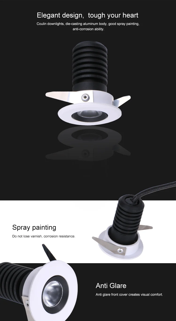 220v round led down light 3W smd OEM ODM ceiling downlgiht