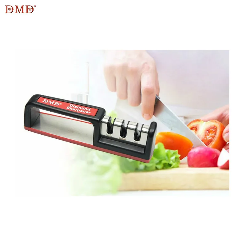 

Kitchen Knife Sharpener Portable 3 Stage Knife Sharpener For Home Use, Red