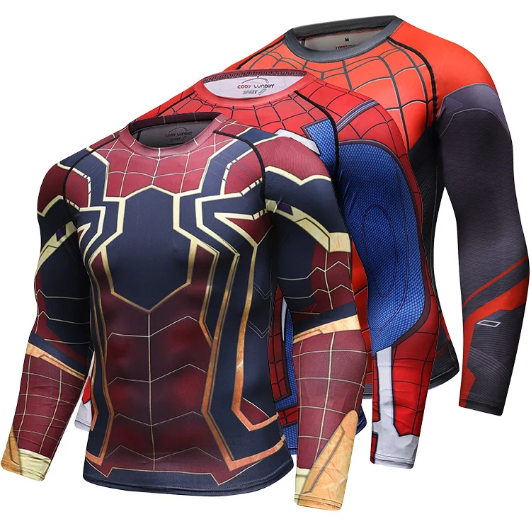 

2018 Private label workout clothes punisher spiderman 3d printed gym shirts for men