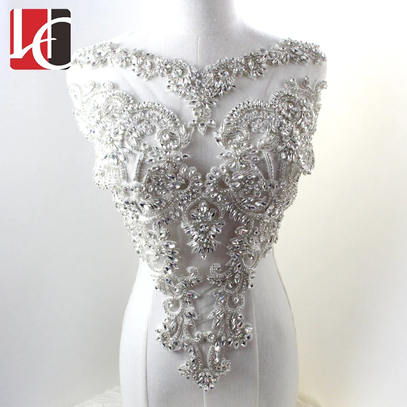 HC-4996 HeChun hot selling elegant design handmade crystal rhinestone applique for wedding dress