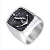 Latest Square Vintage Black Anchor Stainless Steel Men's Custom Ring