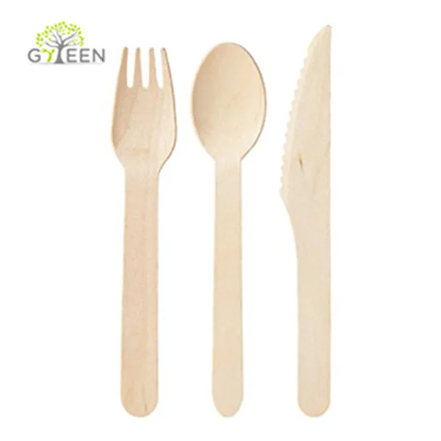 

50 Forks 50 Spoons 50 Knives Wooden Disposable Cutlery Set for Wedding Catering Party Supplies, Natural wood color