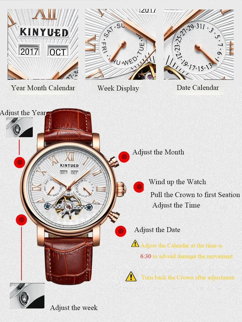 Ali baba Hot Sale Luxury Watch Mechanical Moon Phase Calendar High Quality Automatic Tourbillon Man Wristwatch