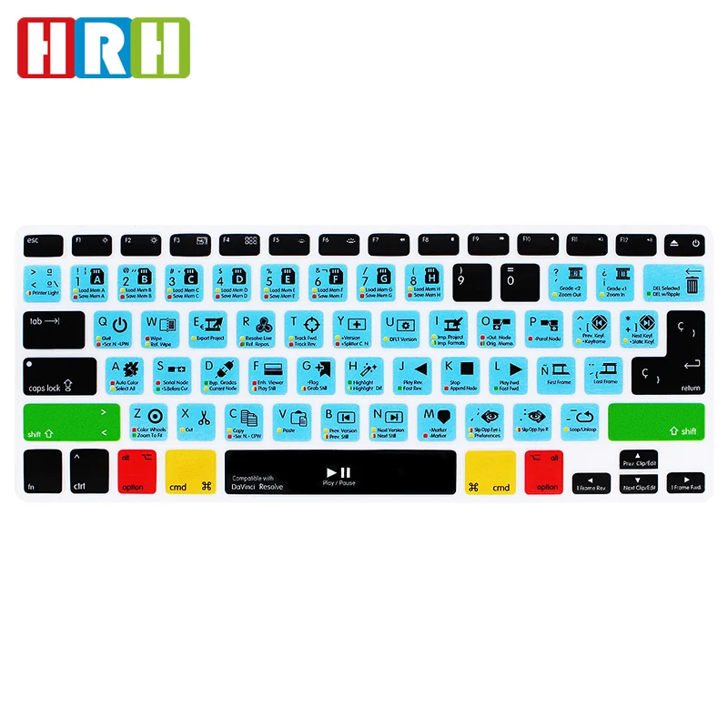 

Spanish Shortcuts hotkey keyboard protective For Macbook Retina 13 15 Air 13 A1466 Function Hot Key Keyboard Protector Skin