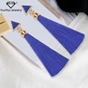 Fashion triangle fringed long section tassel earring stud