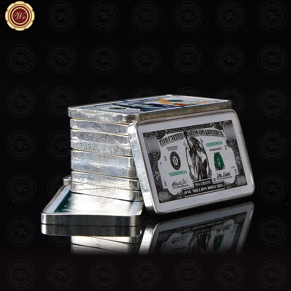 Business Souvenir Gifts One Dollar 999.9 Silver Plated Metal Bar Art Crafts