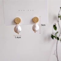 

2019 CHIC style Geometric circles 18K gold plated brass S925 sterling sliver post fresh water pearl earring
