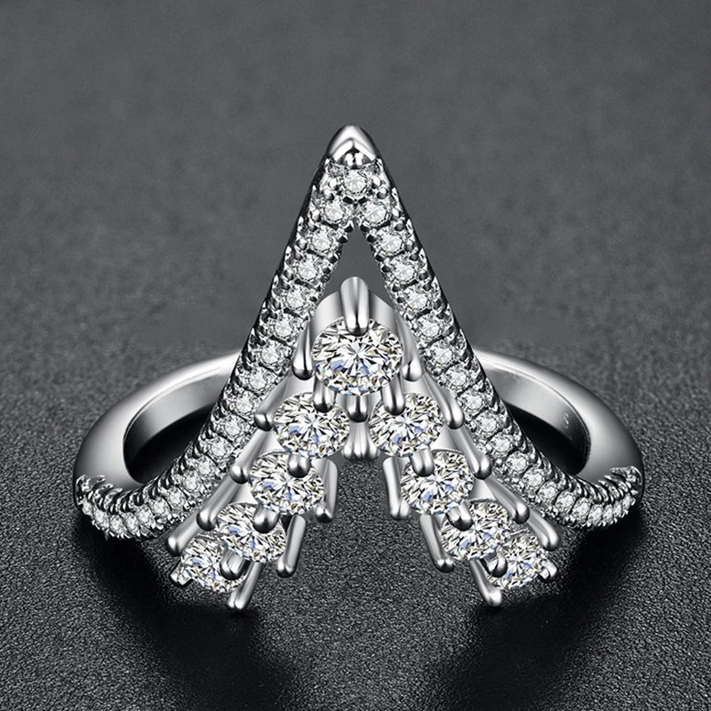

Hainon gold jewelry Luxurious shiny white diamond drill bit wedding ring women rose gold fashion jewelry 2018 rings wholesale, Picture