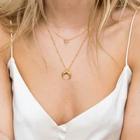 

2019 most popular design boho style moon gold necklace