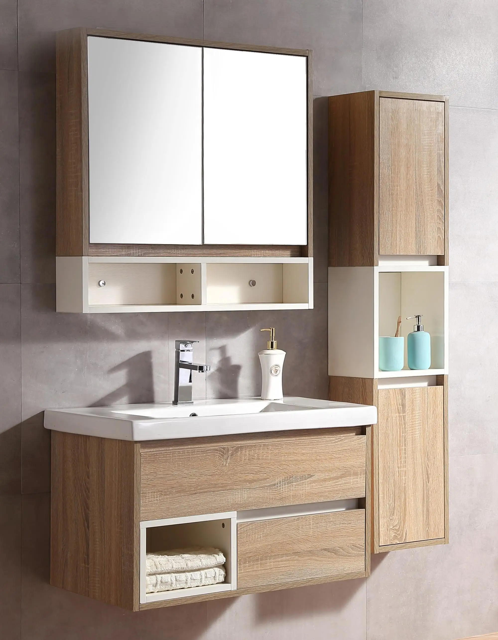 32 Double Sink Bathroom Vanity Set Floating Bath Cabinet With Mirror And Shelf Buy Bathrooms Cabinet With Double Sink