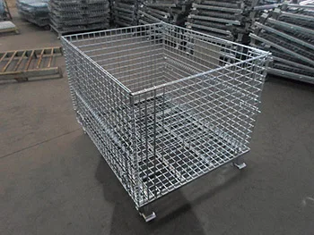 Heavy Duty Industrial Metal Stackable Wire Mesh Pallet Cage Foldable Steel Mesh Box Pallet