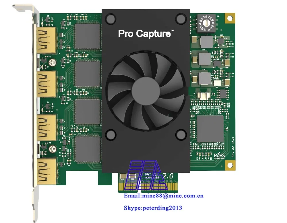 

4 Channel video capture hdmi pro device card PCI-E Gen2 x4 slot 2048 60hz for PC H.264 Realtime desktop