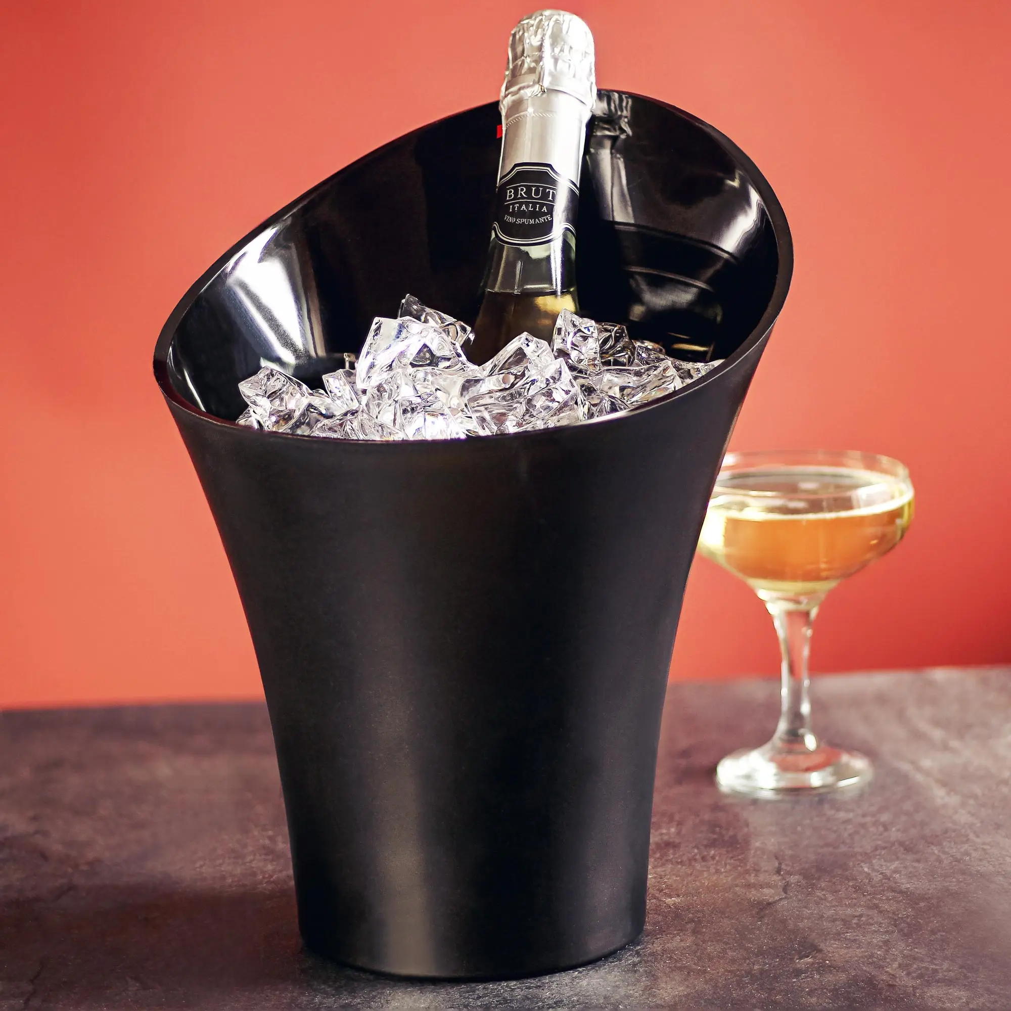 Seau à glace pour Champagne ou vin avec pied en acier inoxydable poli