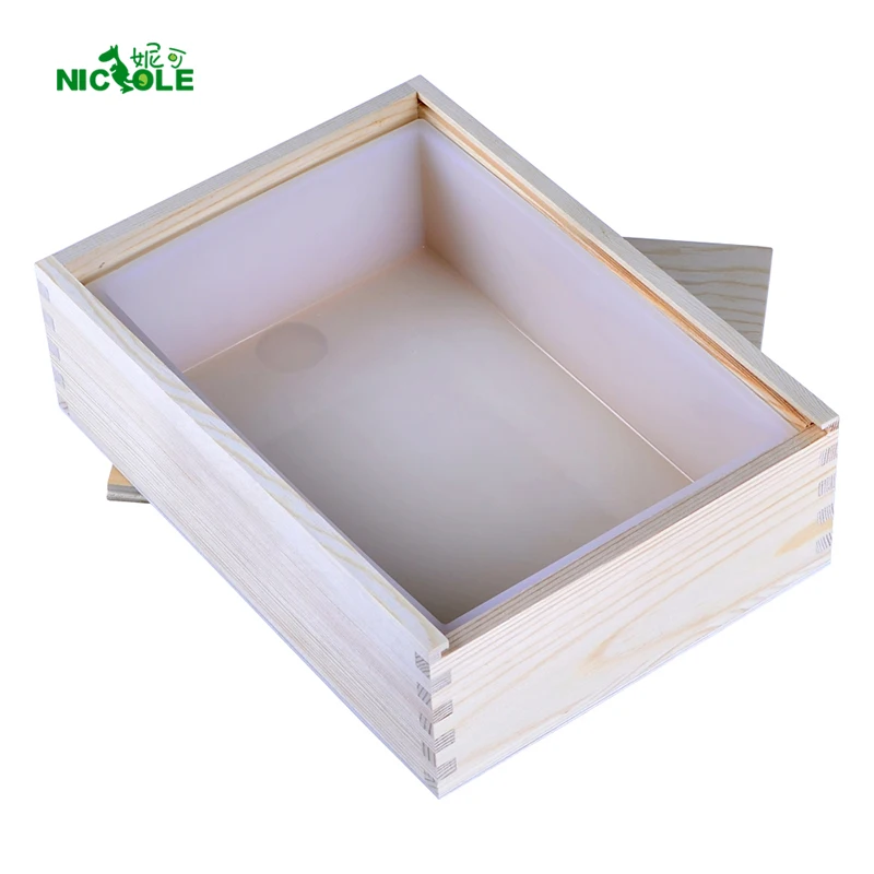 B0265 White Color Nicole Soap Molds Thin Silicone Liner Loaf Soap Molds With Wood Box