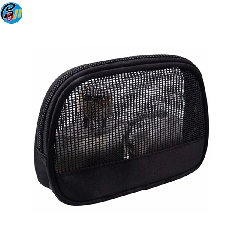 

Wholesale clear mesh PVC cosmetic bag plain mini makeup bag