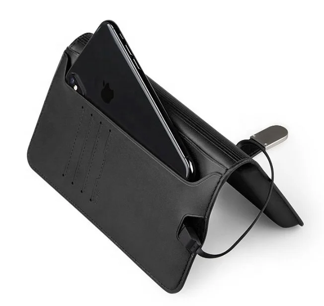 

Travel custom LOGO USB 16GB power bank built-in card passport holder wallet, Black