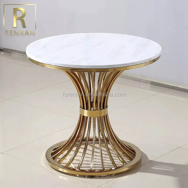 Round Marble Top Stainless Steel Frame Dining Table Conference Table