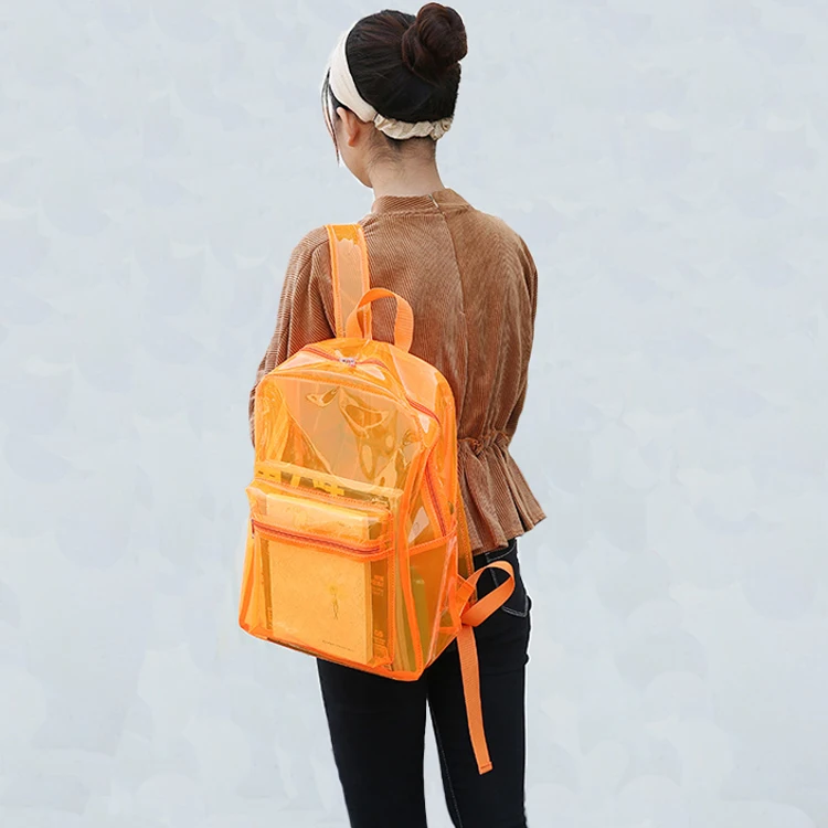 

Custom Cheap Fashion Women Black Clear Jelly Backpack Back Pack Transparent PVC Backpack For School, Transparent,black,orange or customize color