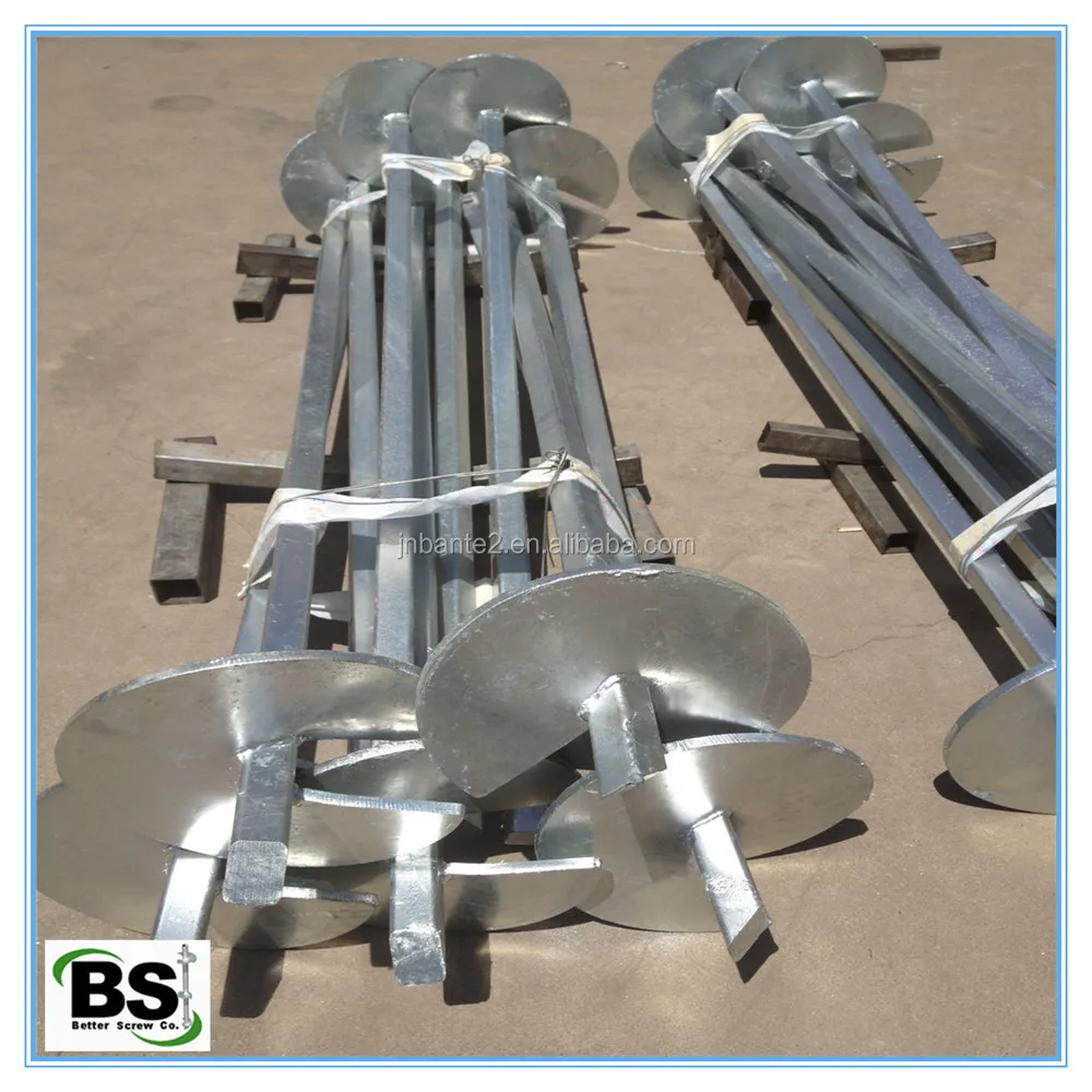 Galvanized Steel Square Tubular Shaft Helical Screw Piles Manufacture