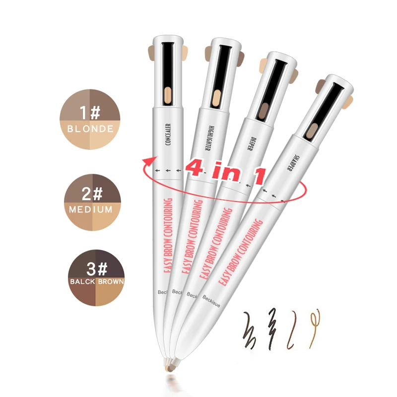 

in stock wholesale Beckisue 4-in-1 eyebrow pencil tint enhancer school pen eye brow contour pro 4 colors refill eyes makeup