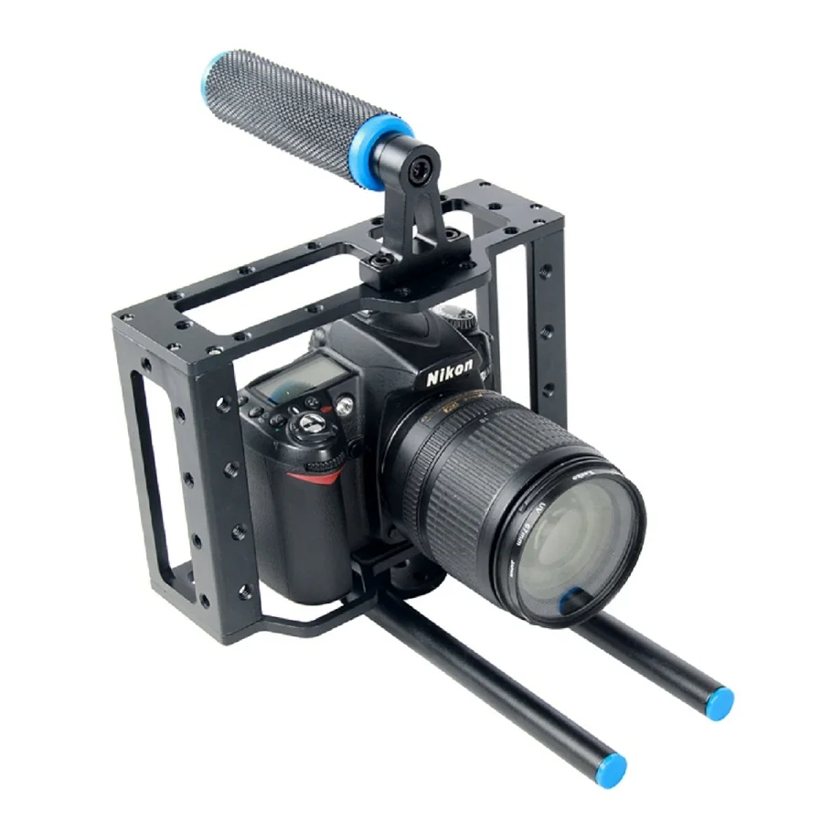

YEALNGU C1 DSLR Black Aluminum DSLR Camera Cage With 15mm Rod Rig For Nikon Pentax Canon 5D Mark II 7D 60D